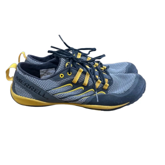 Shoes Hiking By Merrell In Grey & Yellow, Size: 8.5