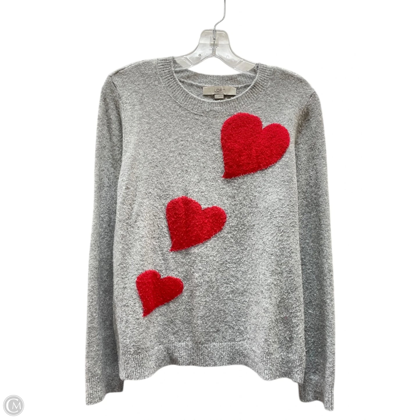 Sweater By Loft In Grey & Red, Size: L