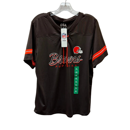 Top Short Sleeve By Nfl In Brown & Orange, Size: Xl