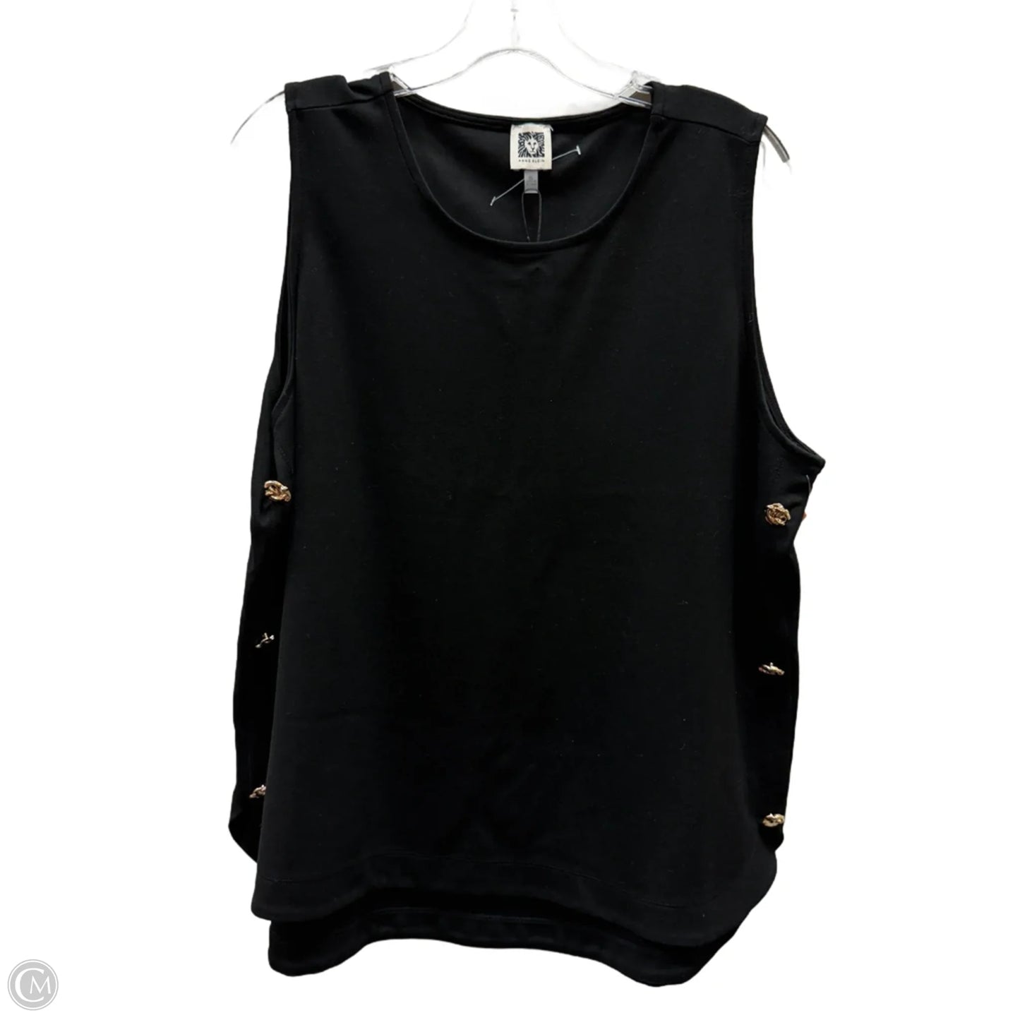 Top Sleeveless Basic By Anne Klein In Black & Gold, Size: Xl