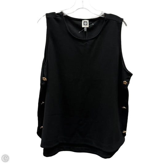 Top Sleeveless Basic By Anne Klein In Black & Gold, Size: Xl