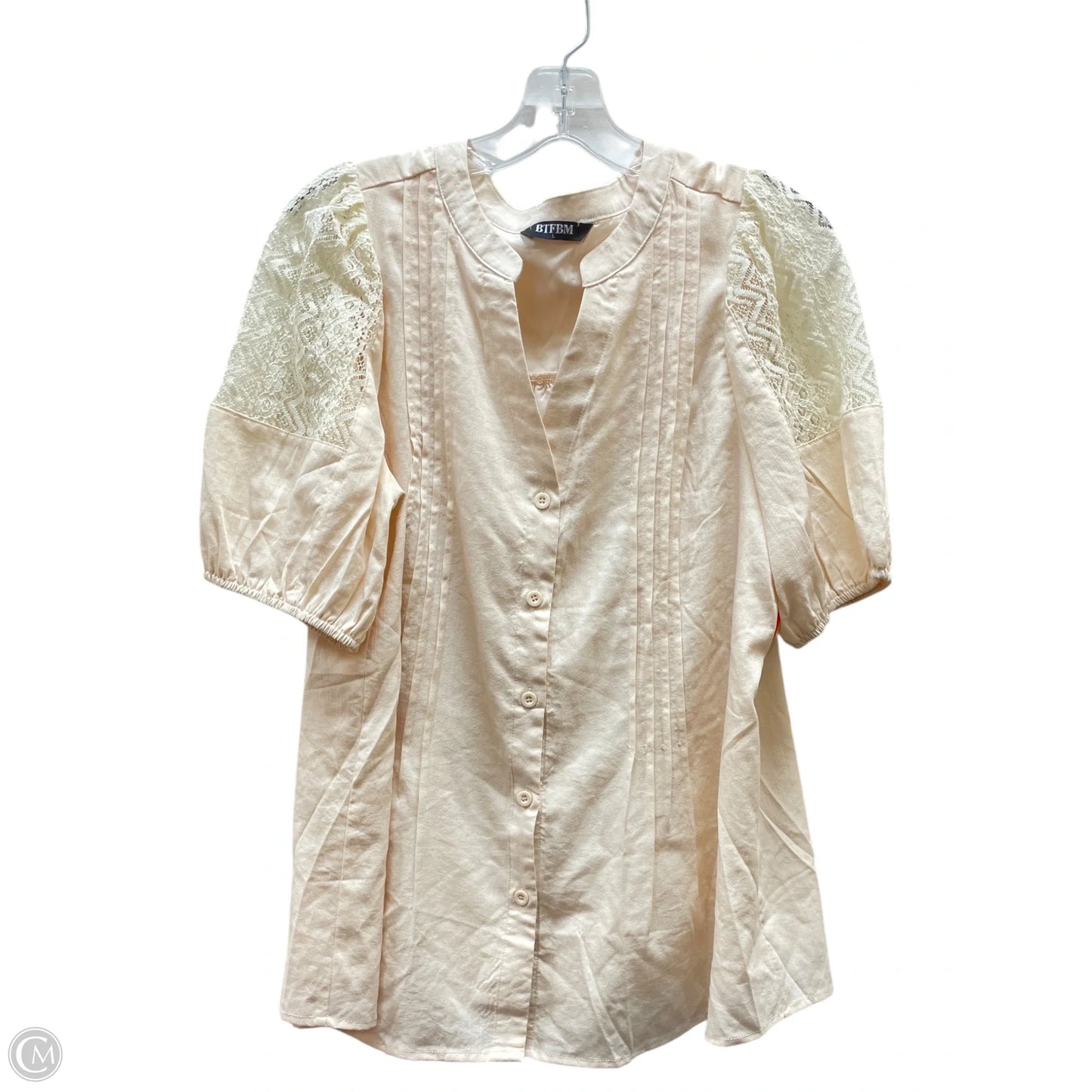 Top 3/4 Sleeve Basic By Btfbm In Tan, Size: L