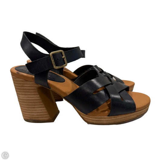 Sandals Heels Block By Kork Ease In Black & Brown, Size: 8