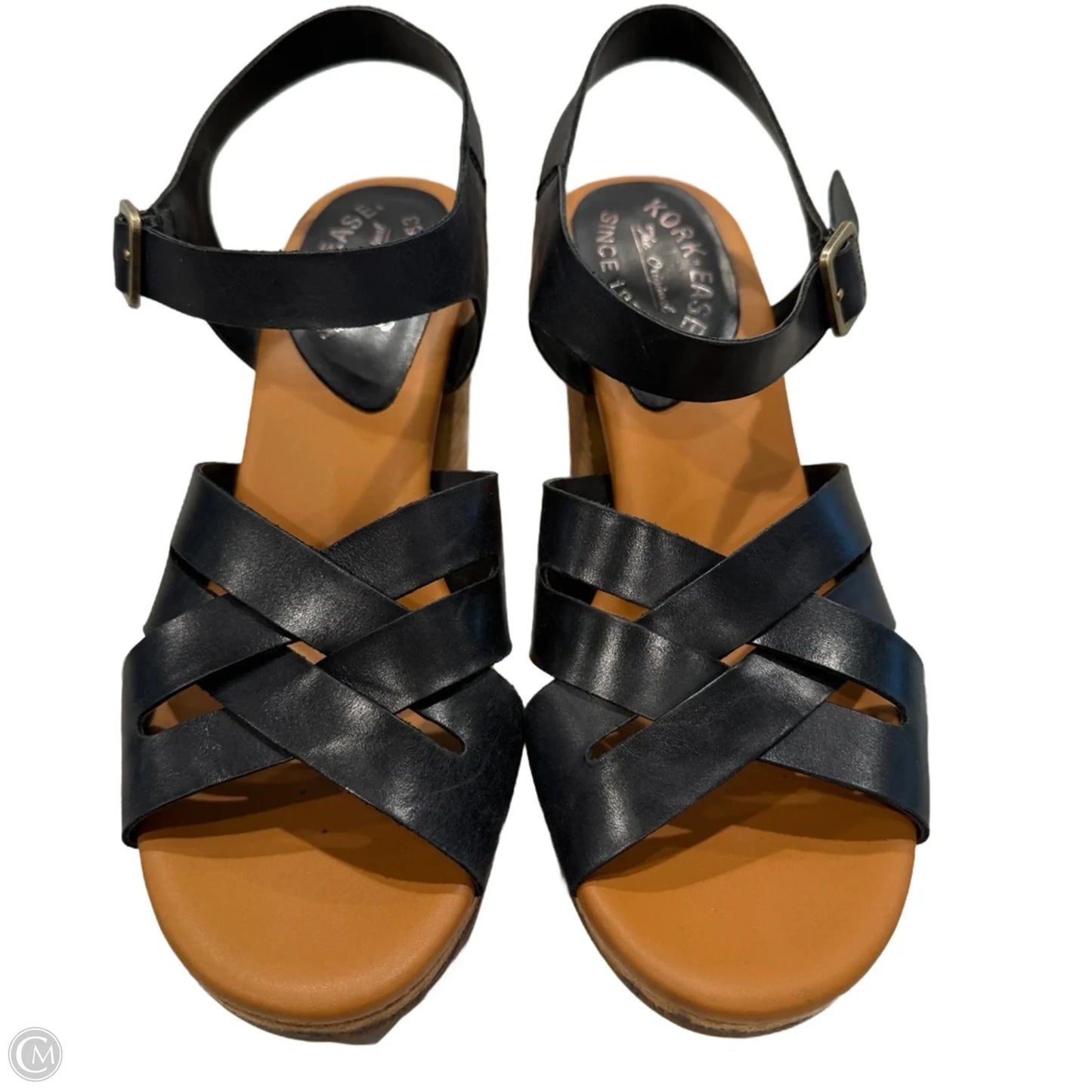 Sandals Heels Block By Kork Ease In Black & Brown, Size: 8