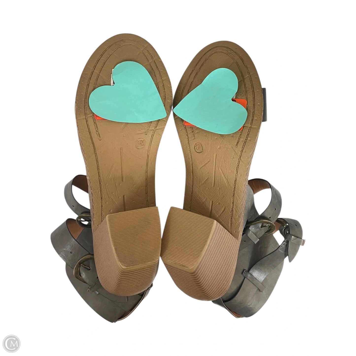 Sandals Heels Block By Vintage 93 In Grey, Size: 8.5