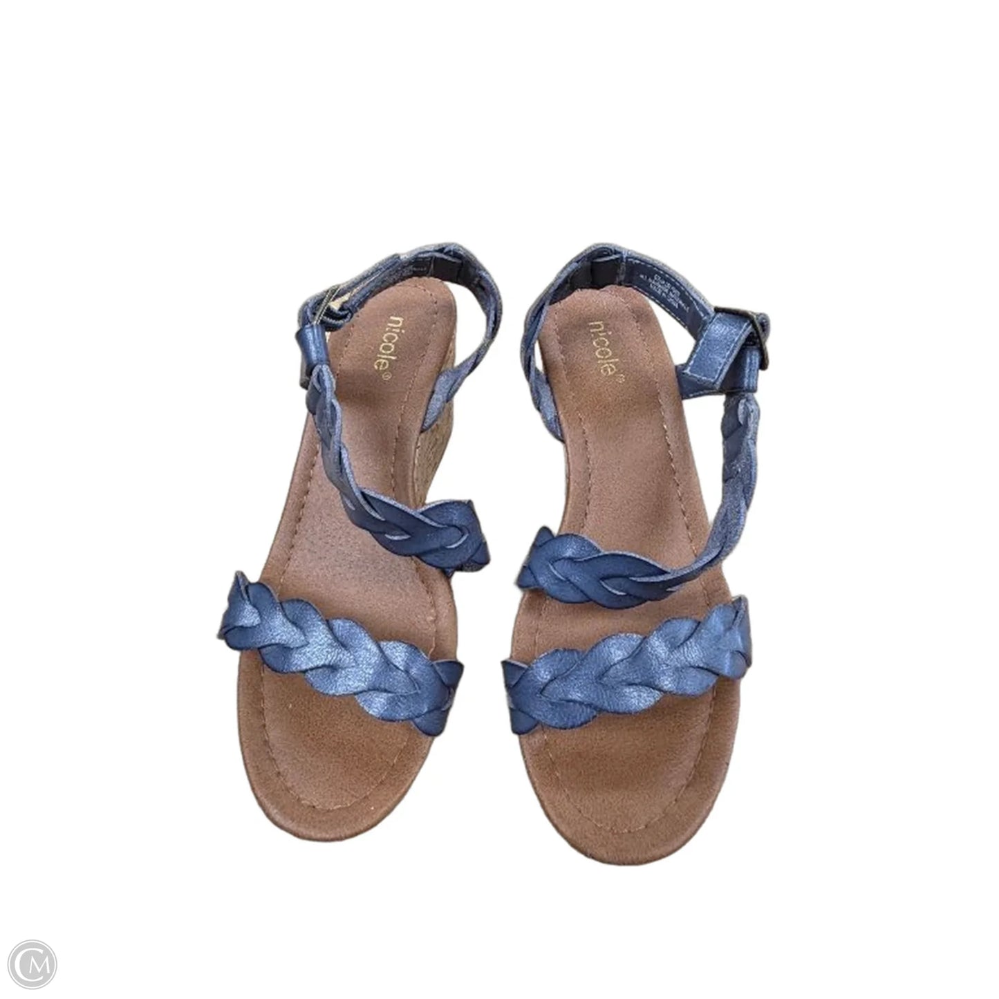 Sandals Heels Wedge By Nicole In Blue, Size: 6.5