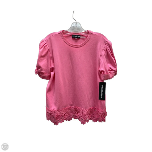 Top Short Sleeve Designer By Karl Lagerfeld In Pink, Size: S