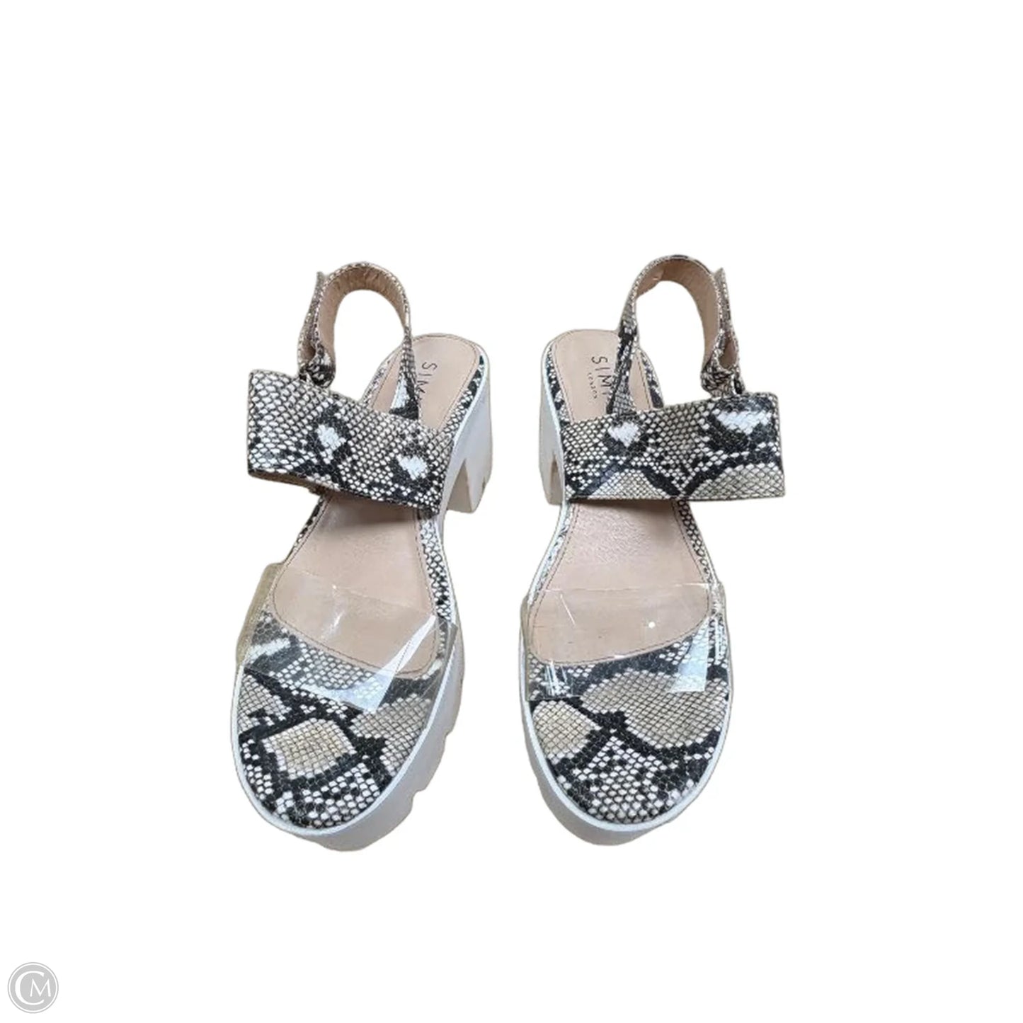 Sandals Heels Block By Simmi London In Snakeskin Print, Size: 7