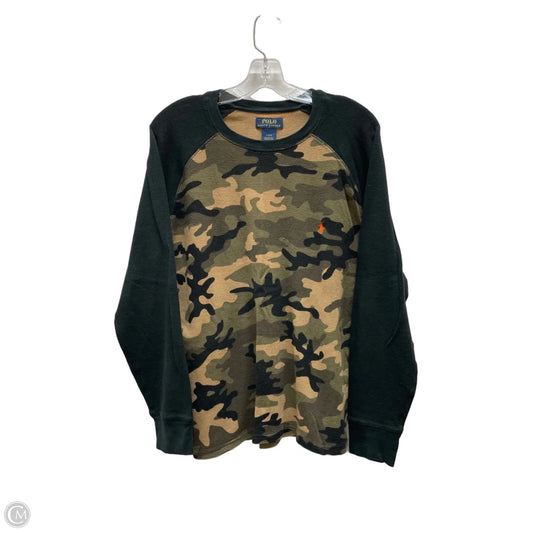 Top Long Sleeve By Polo Ralph Lauren In Camouflage Print, Size: L