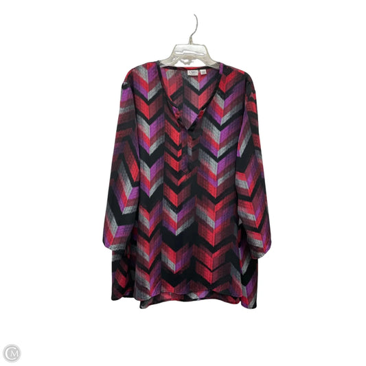 Blouse Long Sleeve By Cato In Multi-colored, Size: 3x