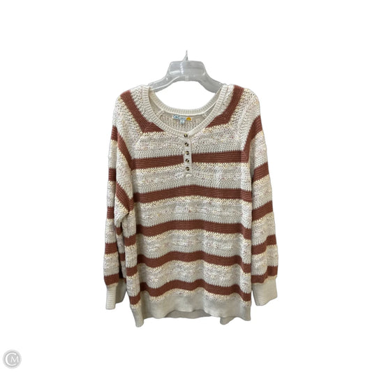 Sweater By C And C In Cream & Orange, Size: 2x