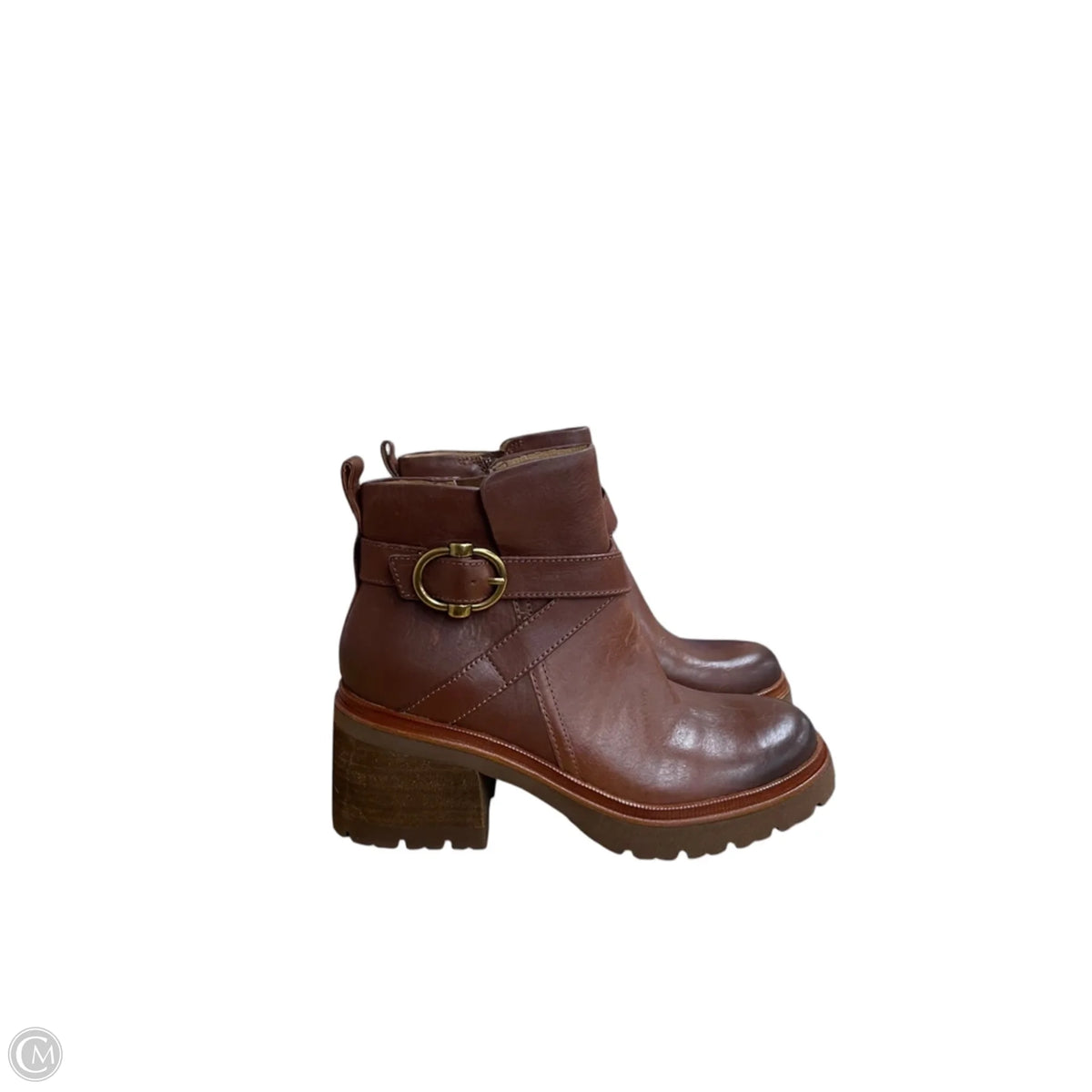 Boots Ankle Heels By Sofft In Brown, Size: 8