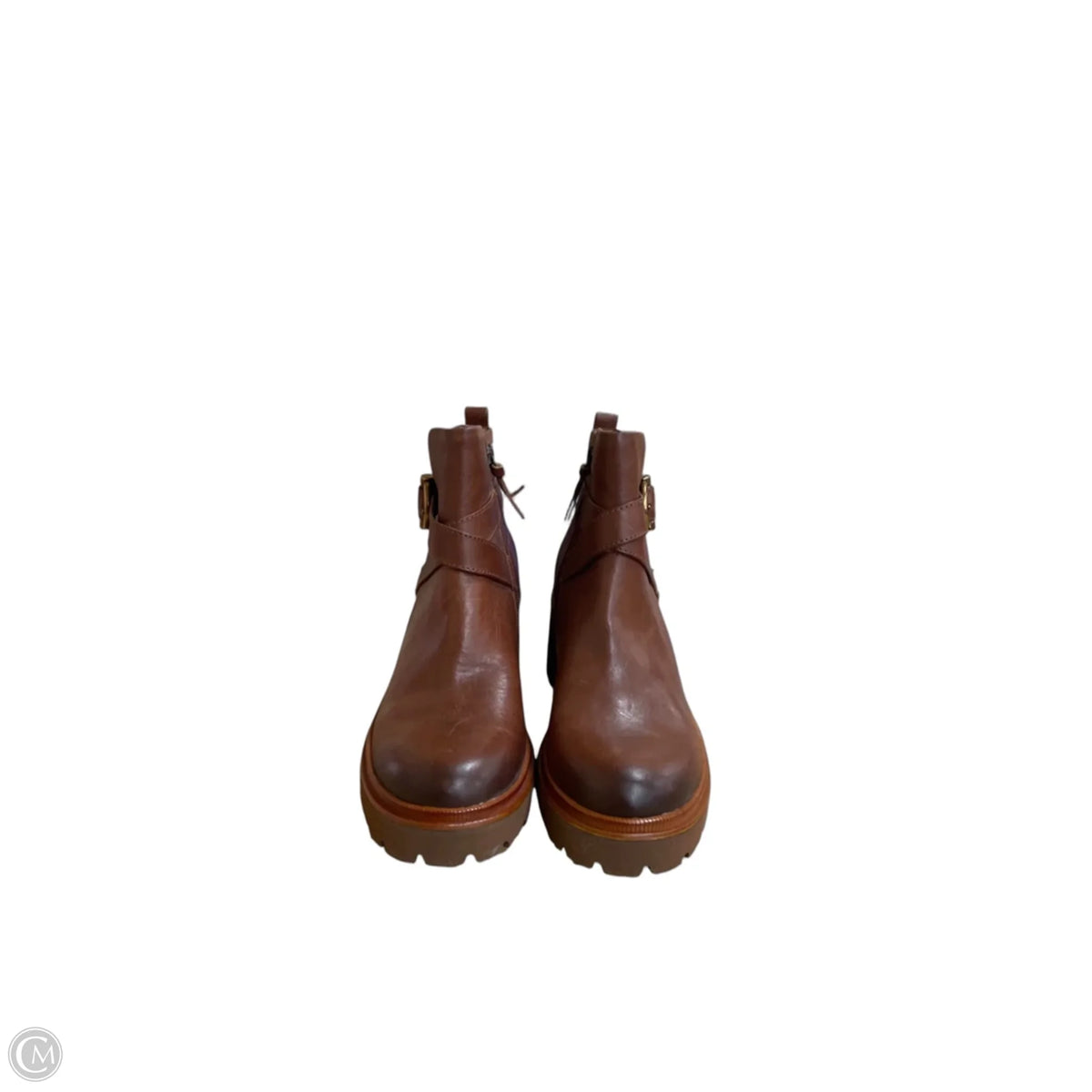 Boots Ankle Heels By Sofft In Brown, Size: 8
