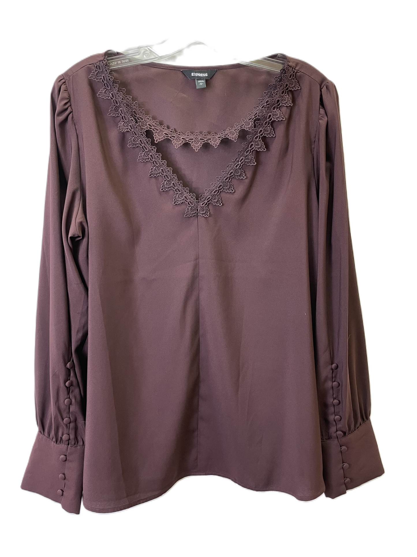 Top Long Sleeve By Express In Purple, Size: L