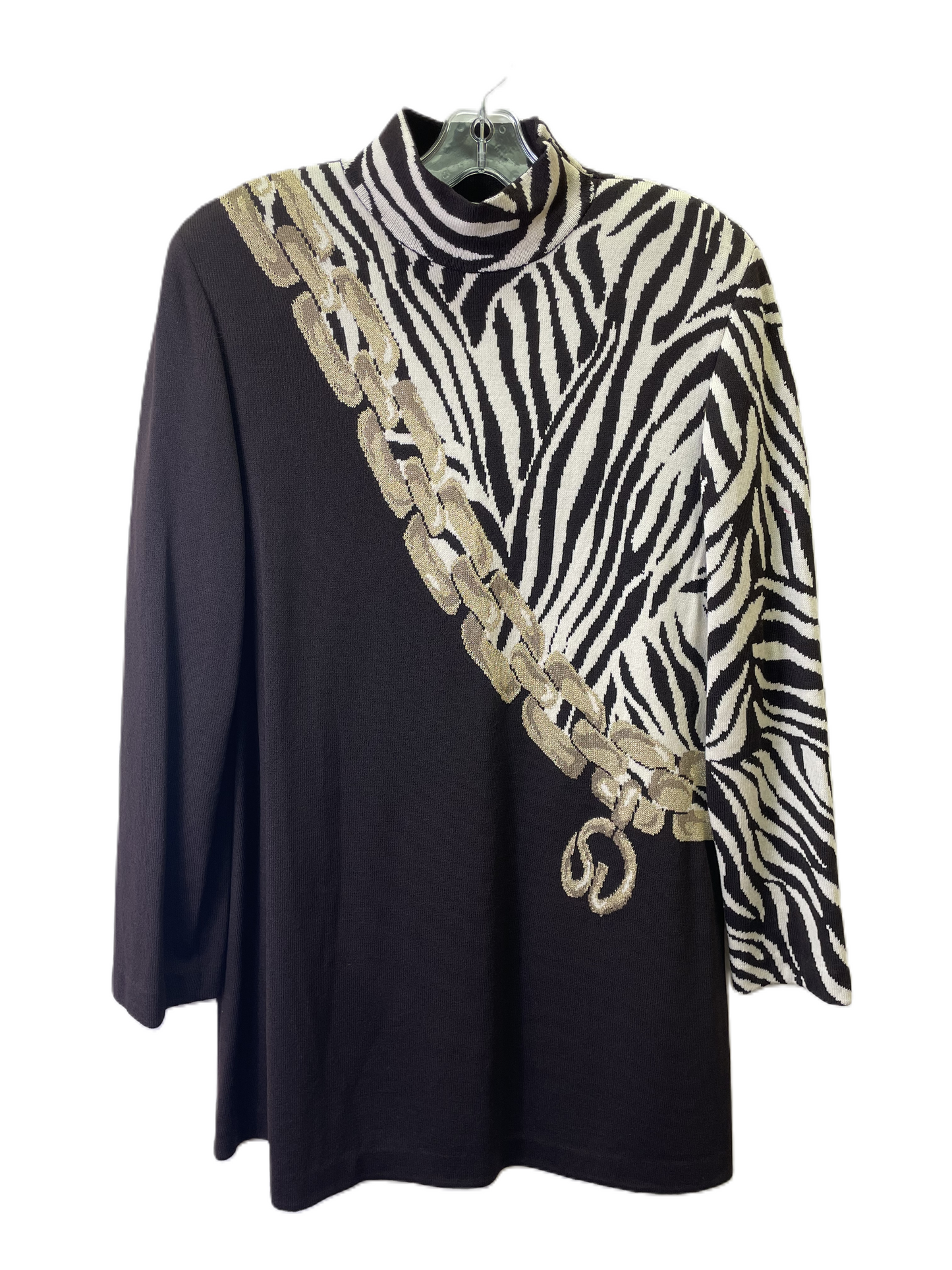 Sweater Luxury Designer By St John Collection In Zebra Print, Size: L