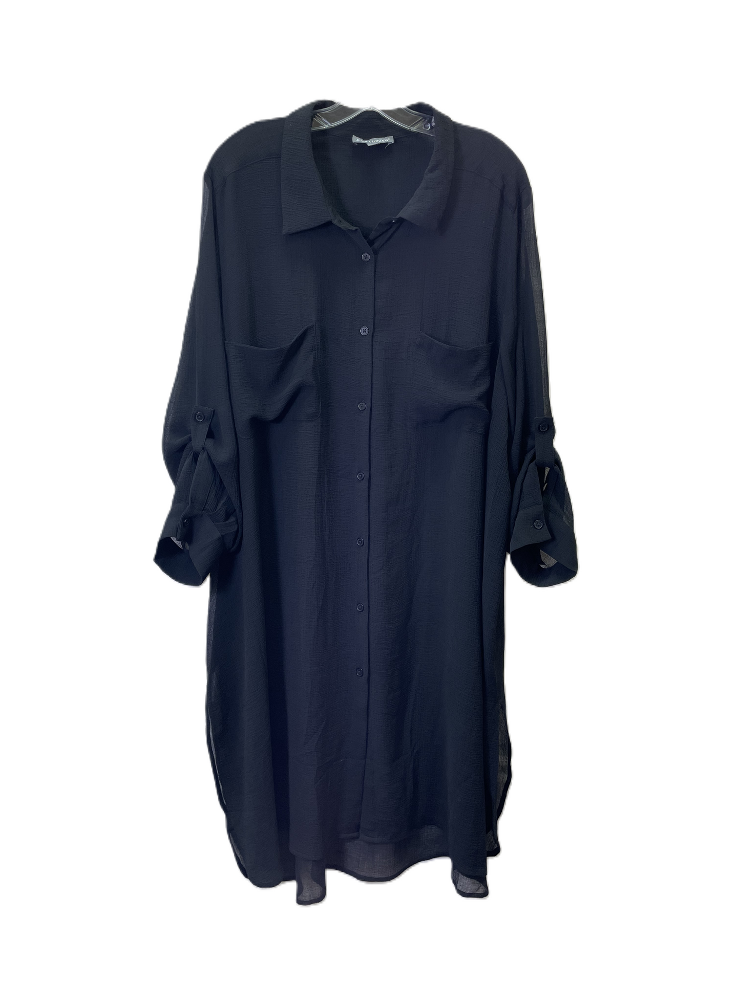 Tunic Long Sleeve By Jessica London In Black, Size: 3x