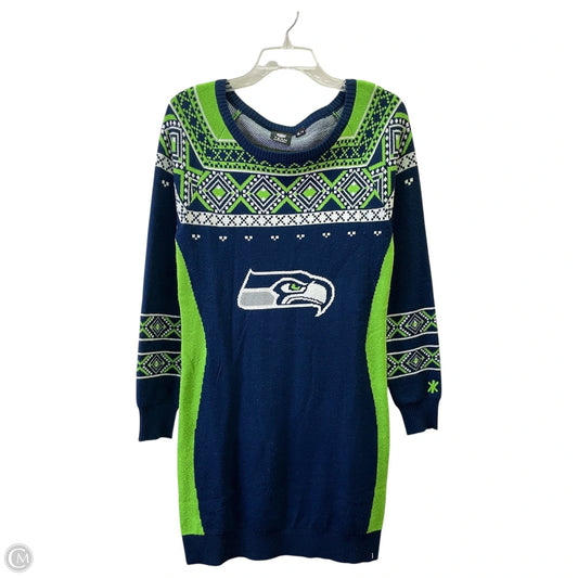 Dress Sweater By Nfl In Blue & Green, Size: M