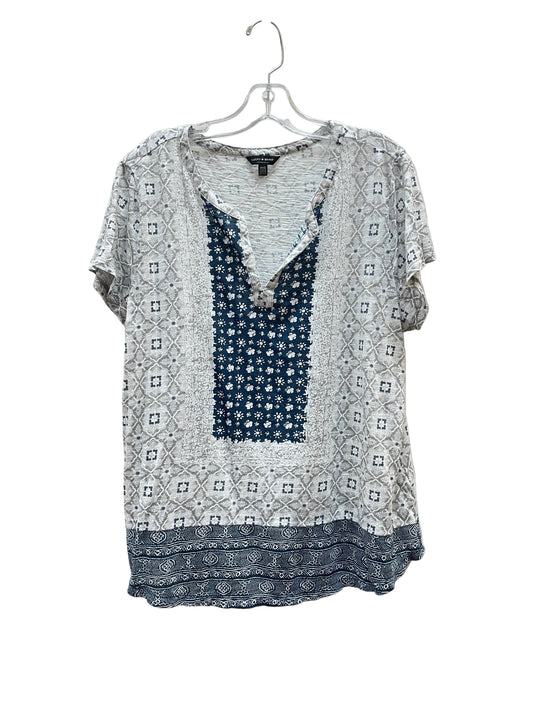 Top Ss Basic By Lucky Brand In Blue & Grey, Size:1X