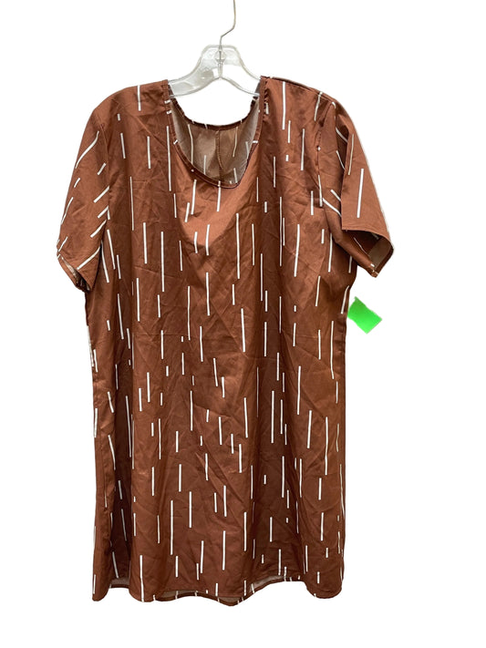 Dress Casual Midi By Clothes Mentor In Brown & White, Size:1X