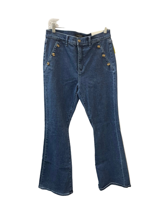 Jeans Flared By Ann Taylor In Blue Denim, Size:8