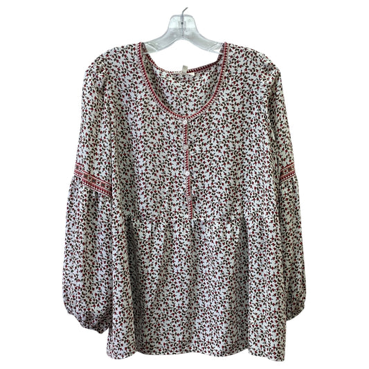 TOP LS by MAX STUDIO In CREAM & GREEN, Size: 1X