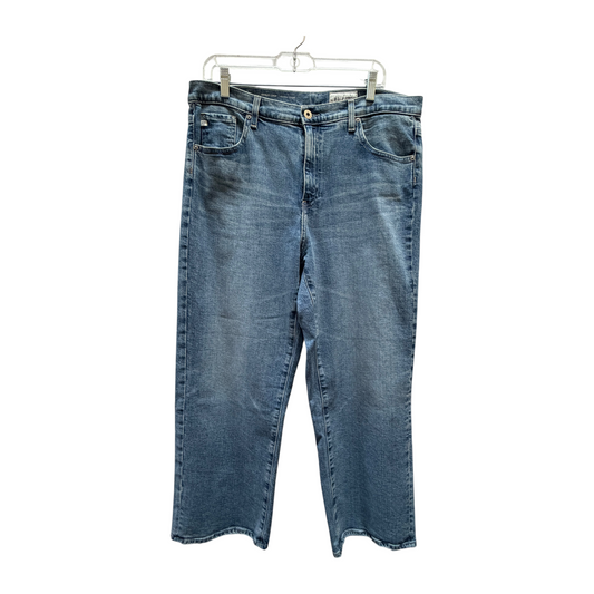 Jeans Straight By Ag Jeans In Blue Denim, Size:12