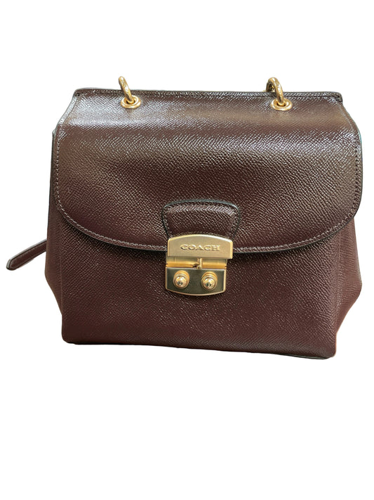 Crossbody Designer By Coach In Maroon, Size:Small