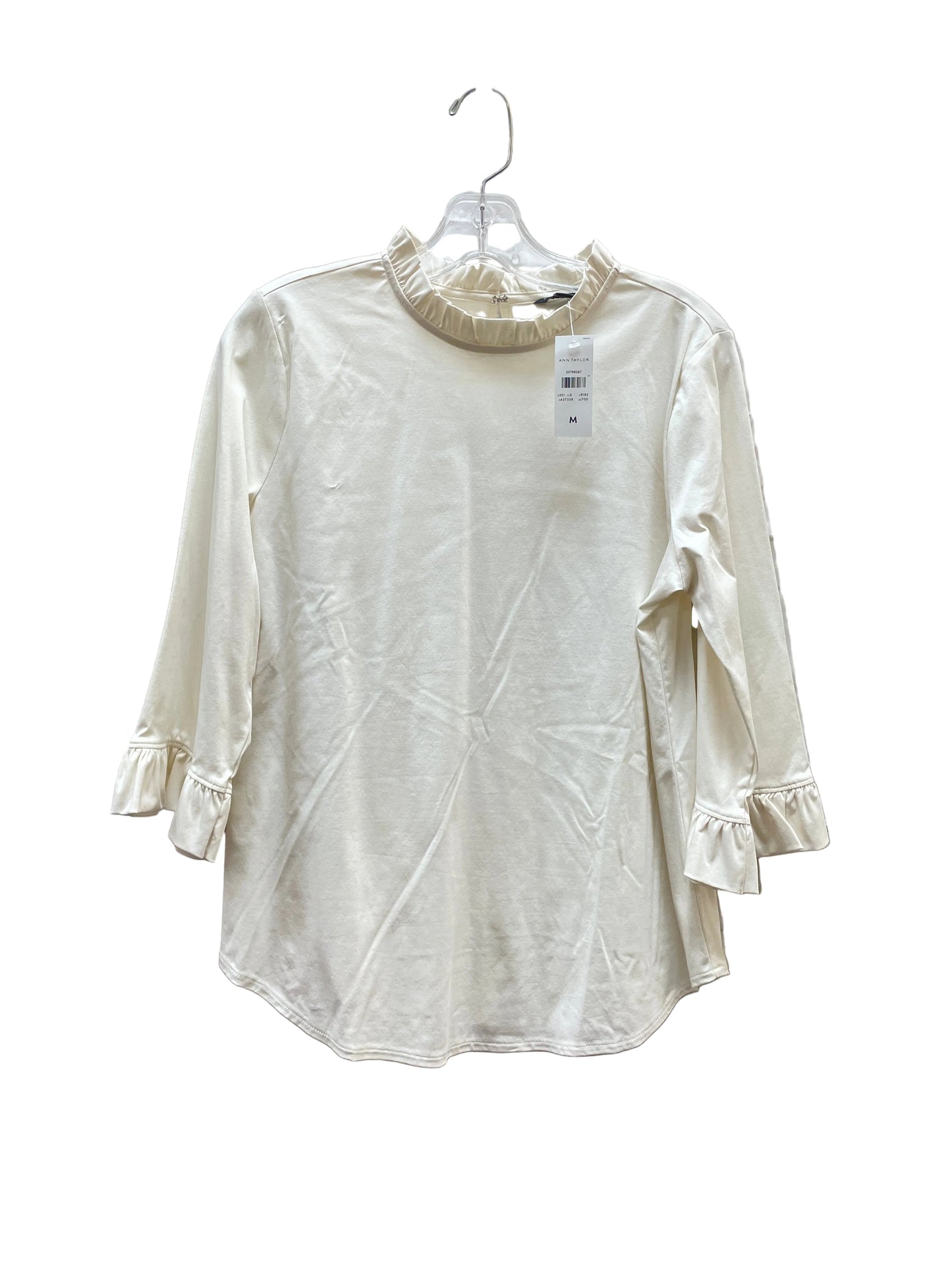 Top 3/4 Sleeve By Ann Taylor In Ivory, Size:M