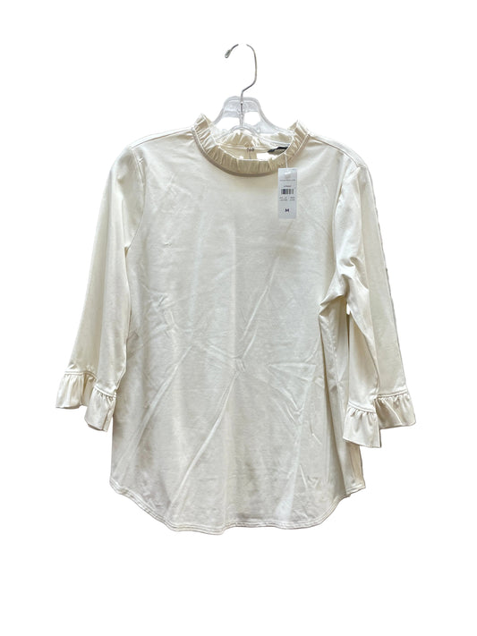 Top 3/4 Sleeve By Ann Taylor In Ivory, Size:M