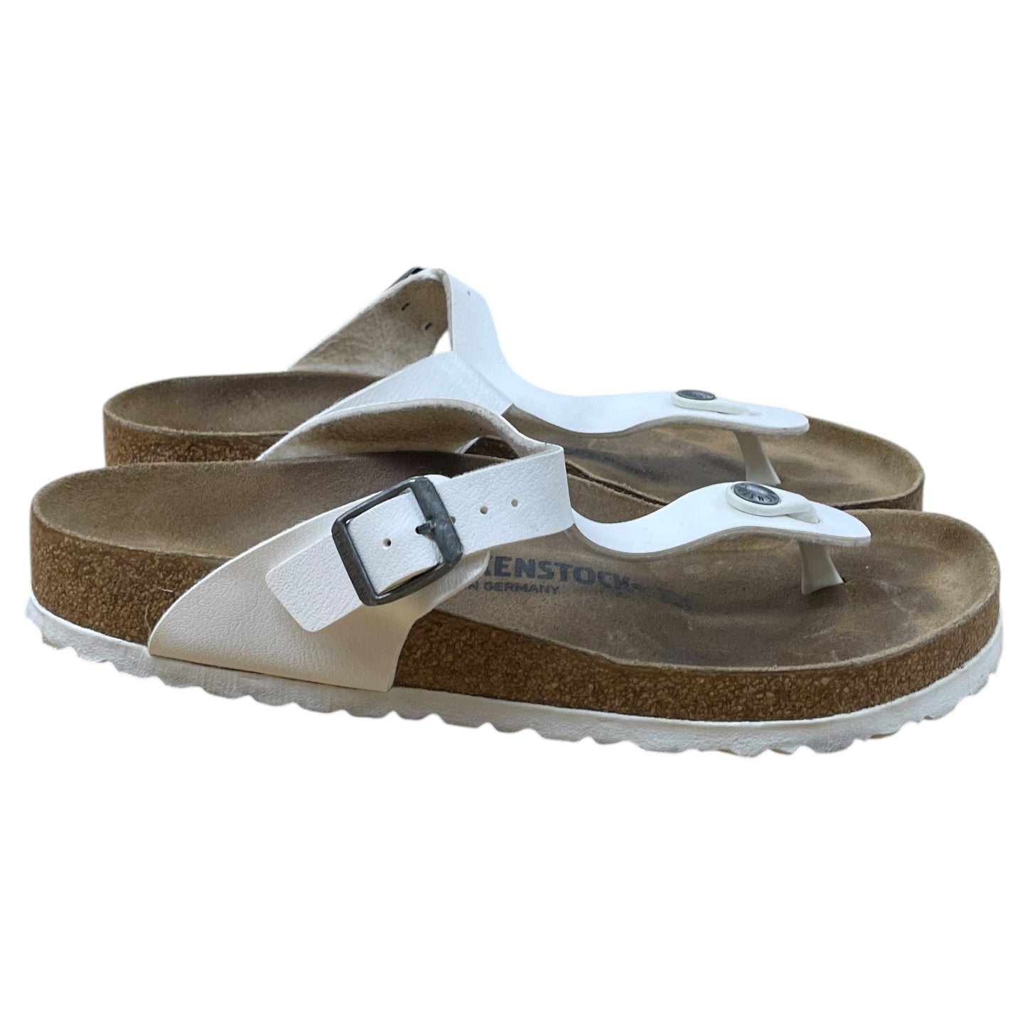 Sandals Flats By Birkenstock In White, Size:9