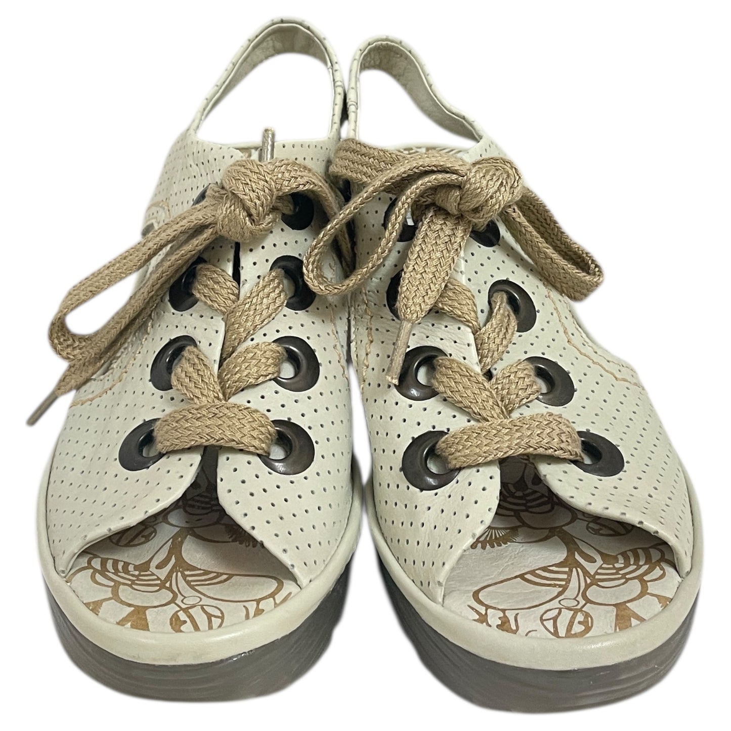 Sandals Heels Platform By Fly London In Cream, Size:8.5