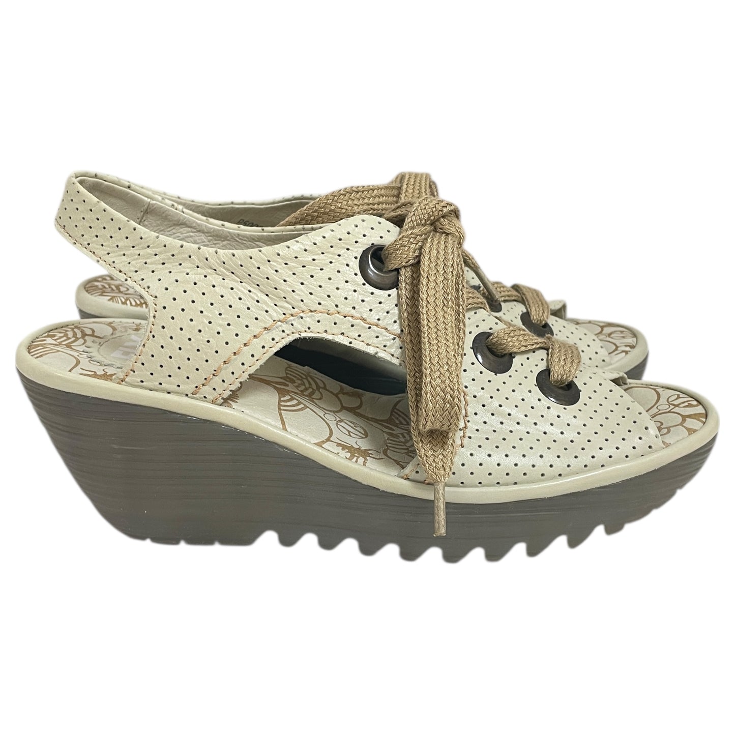 Sandals Heels Platform By Fly London In Cream, Size:8.5