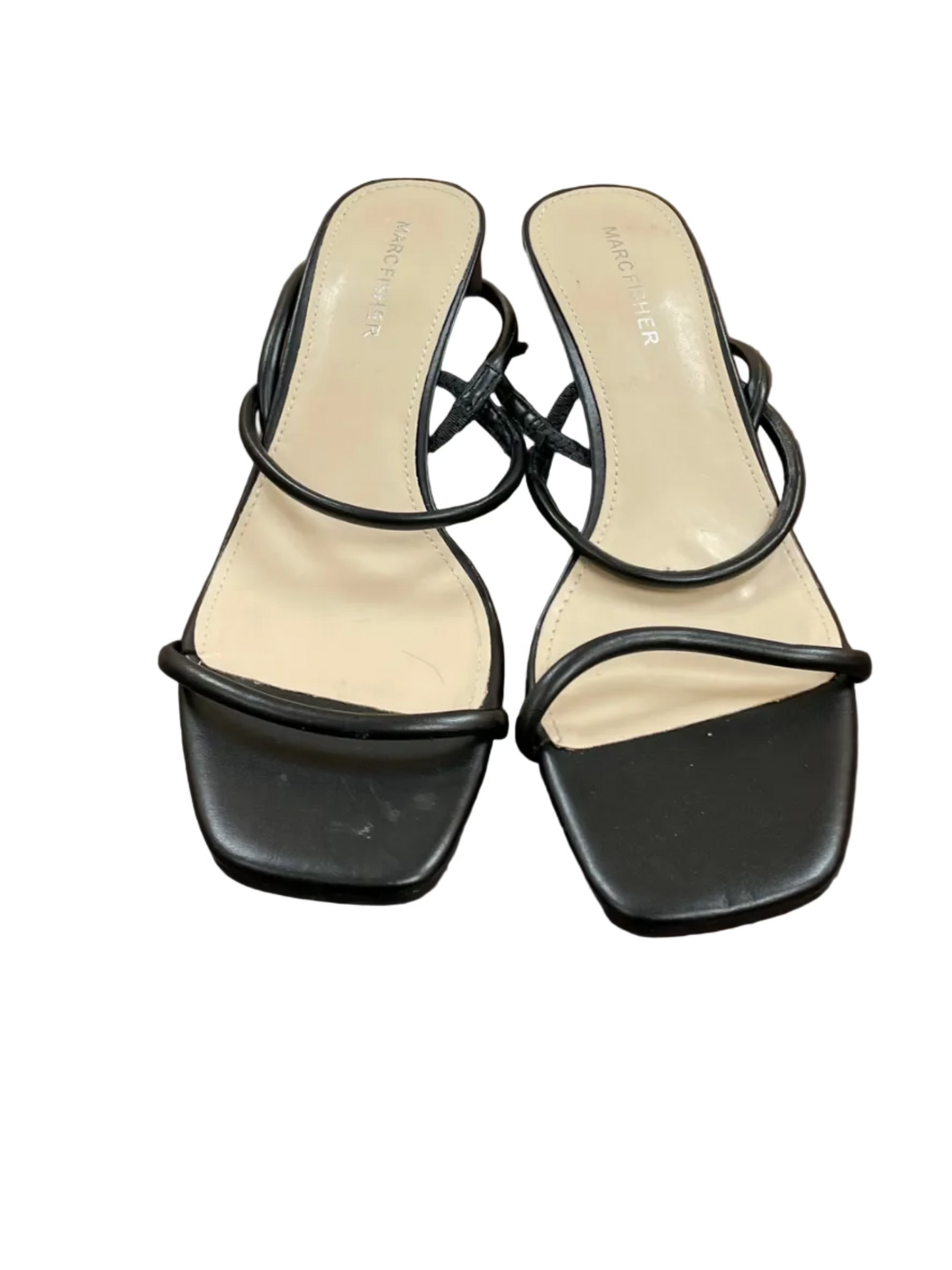 Sandals Heels Block By Marc Fisher In Black, Size:7.5
