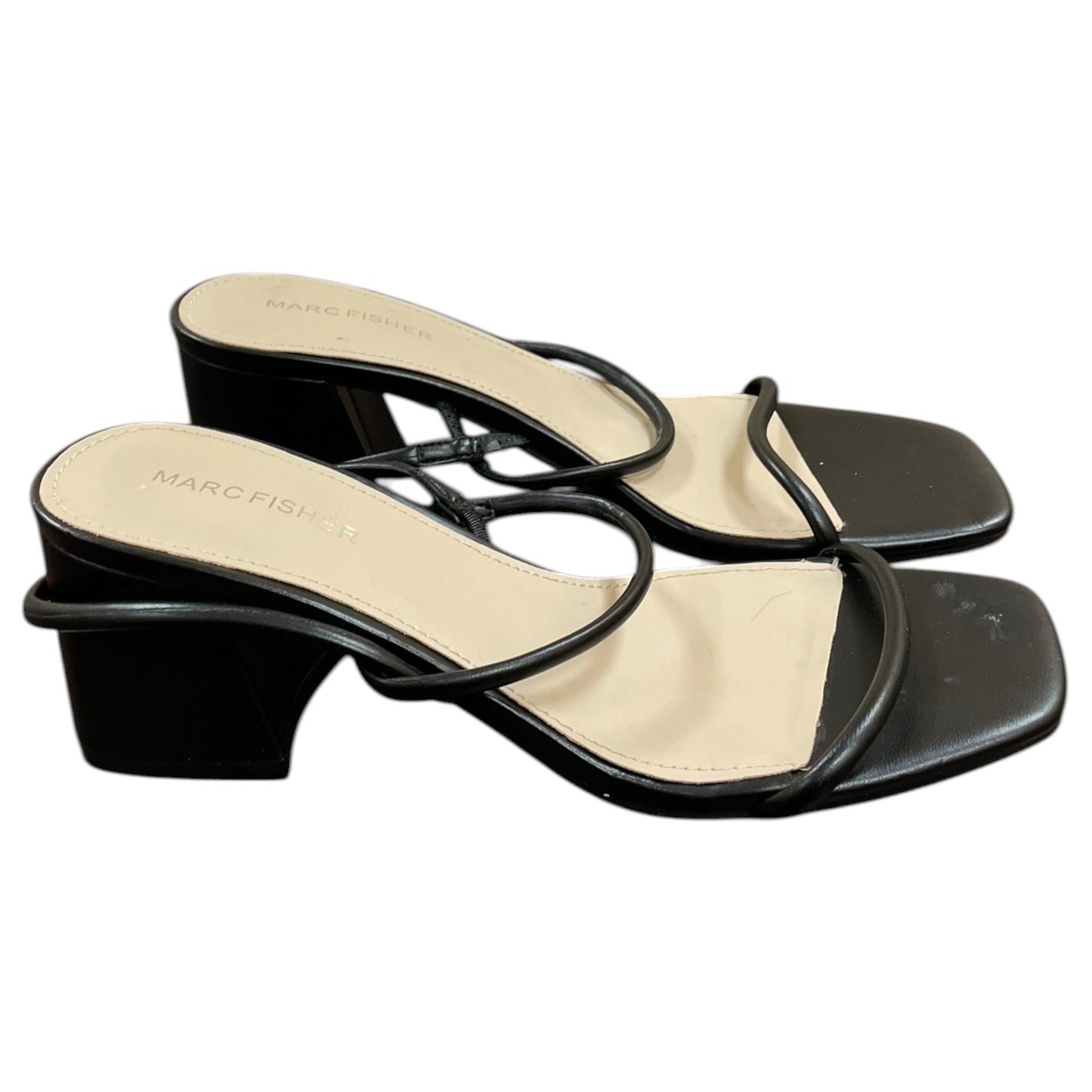 Sandals Heels Block By Marc Fisher In Black, Size:7.5