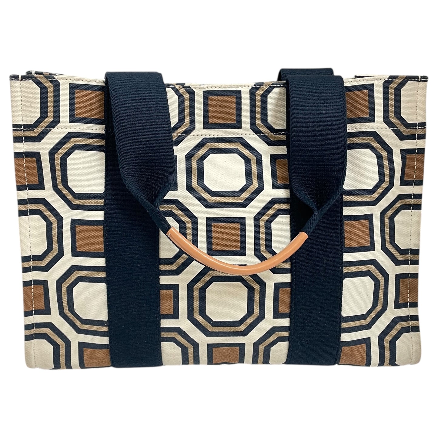 Tote Designer By Tory Burch In Blue & Cream, Size:Large