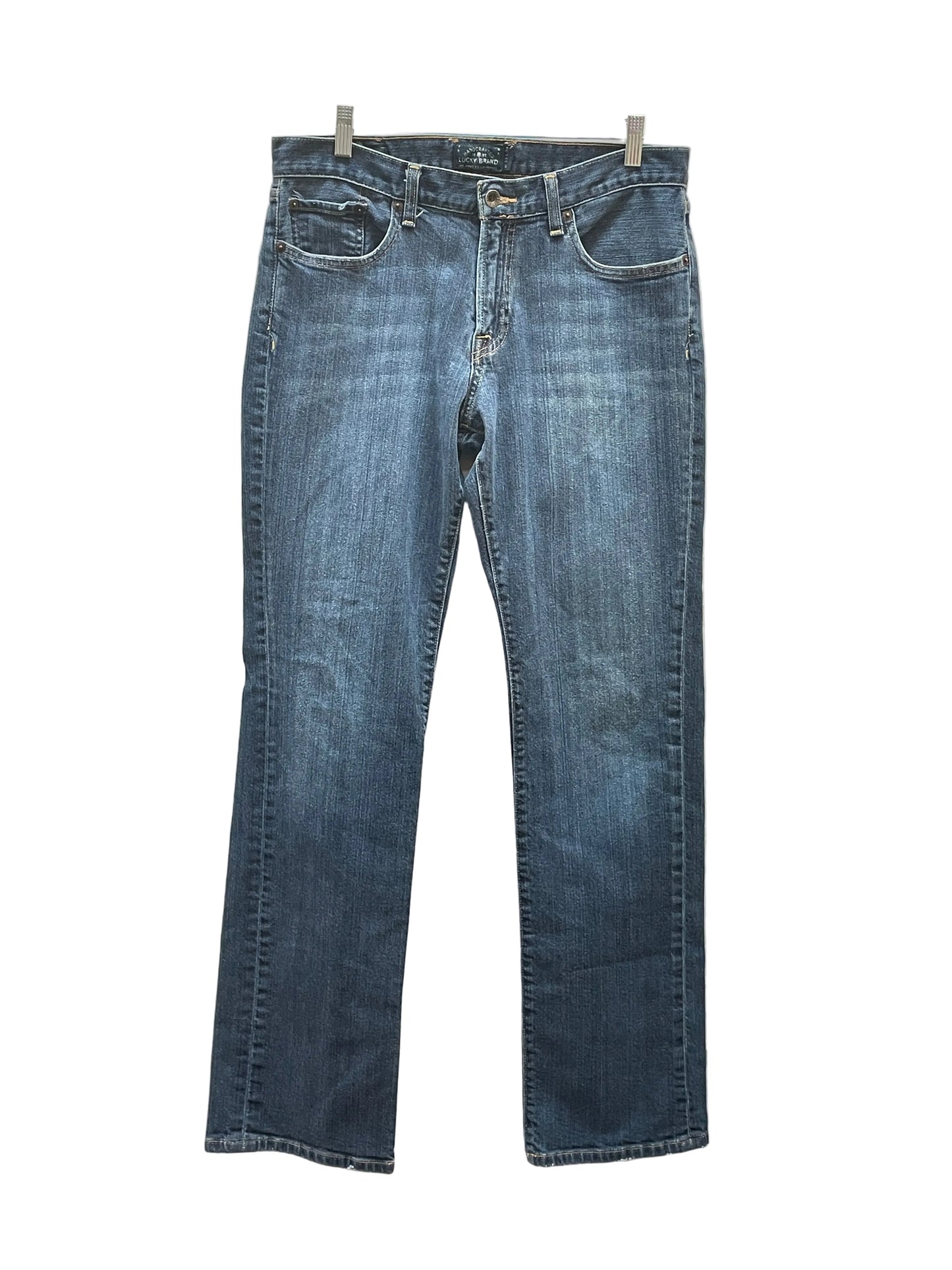 Jeans Straight By Lucky Brand In Blue Denim, Size:16