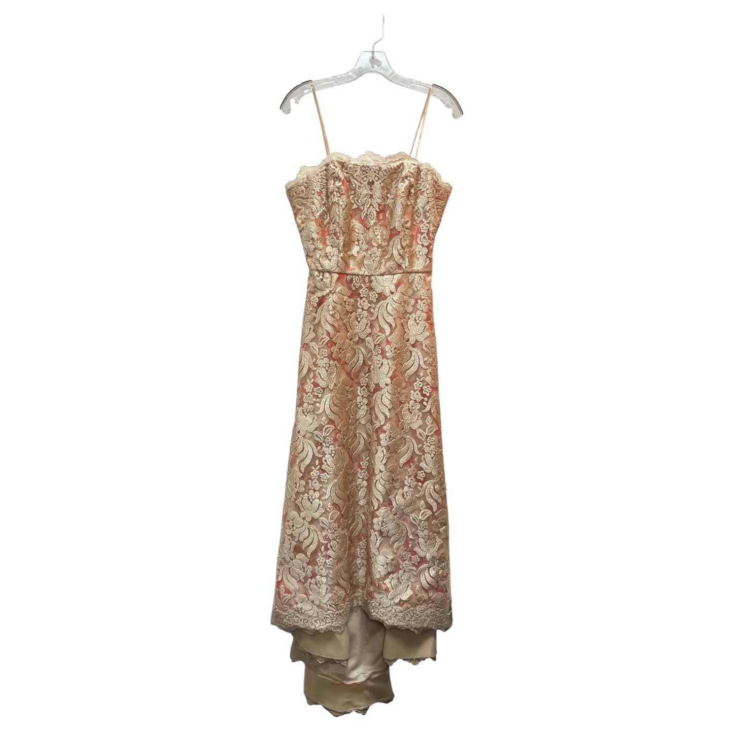 Dress Party Long By THEIA In Gold & Orange, Size: M