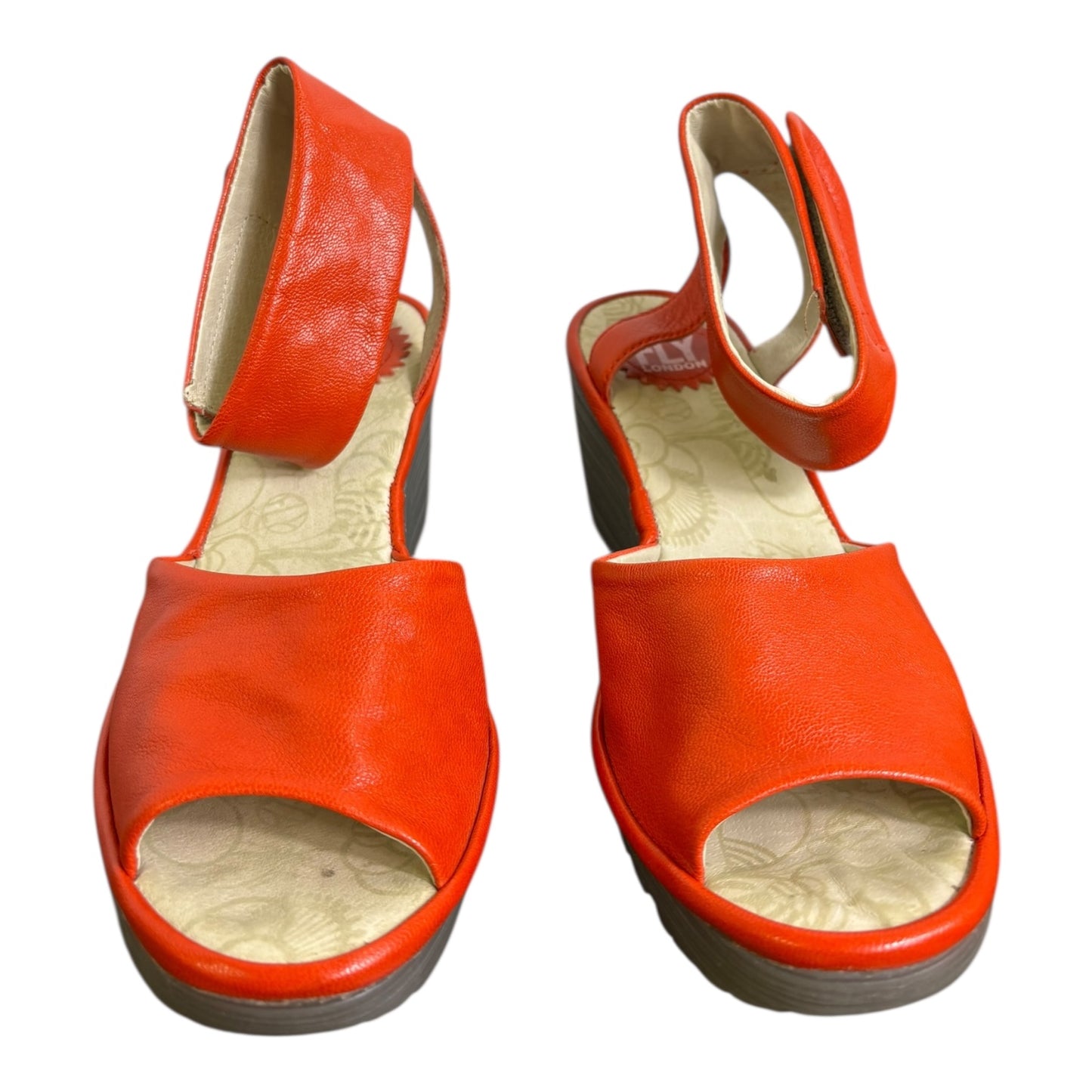 Sandals Heels Wedge By Fly London In Orange, Size:8