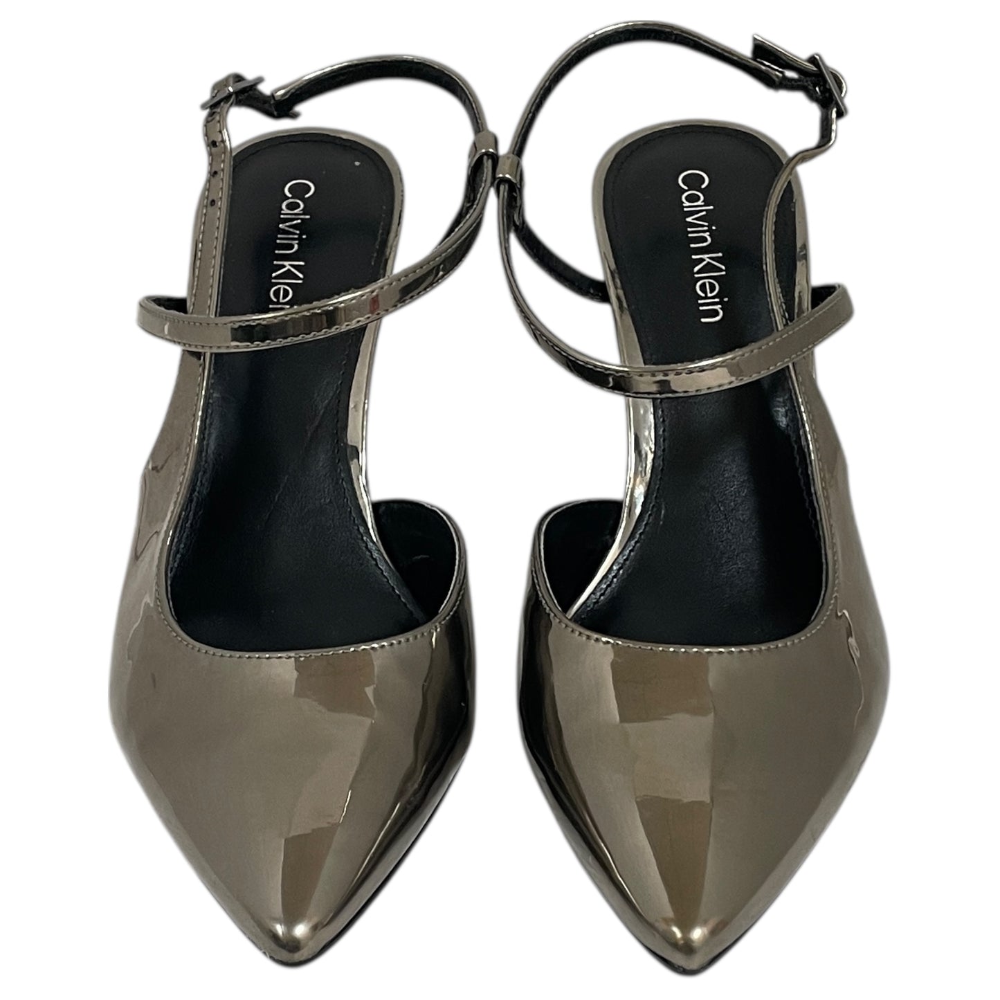 Shoes Heels Stiletto By Calvin Klein In Silver, Size:8