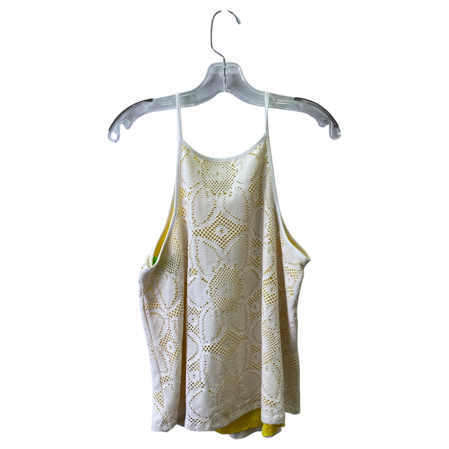 Top Sleeveless By Anthropologie In White & Yellow, Size:M
