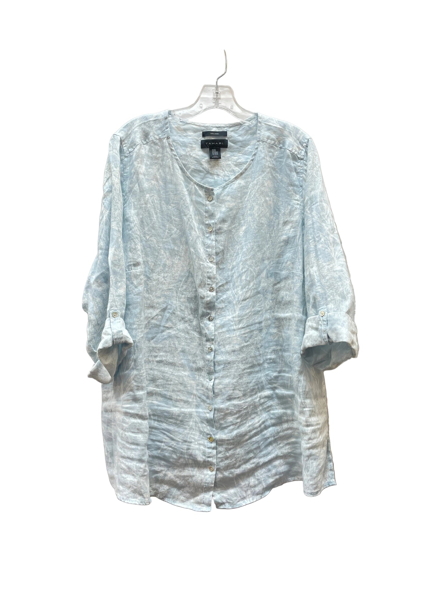 Top Ls By Tahari In Blue & White, Size:2X