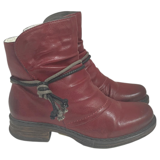 Boots Ankle Flats By Riekers In Red, Size:7.5