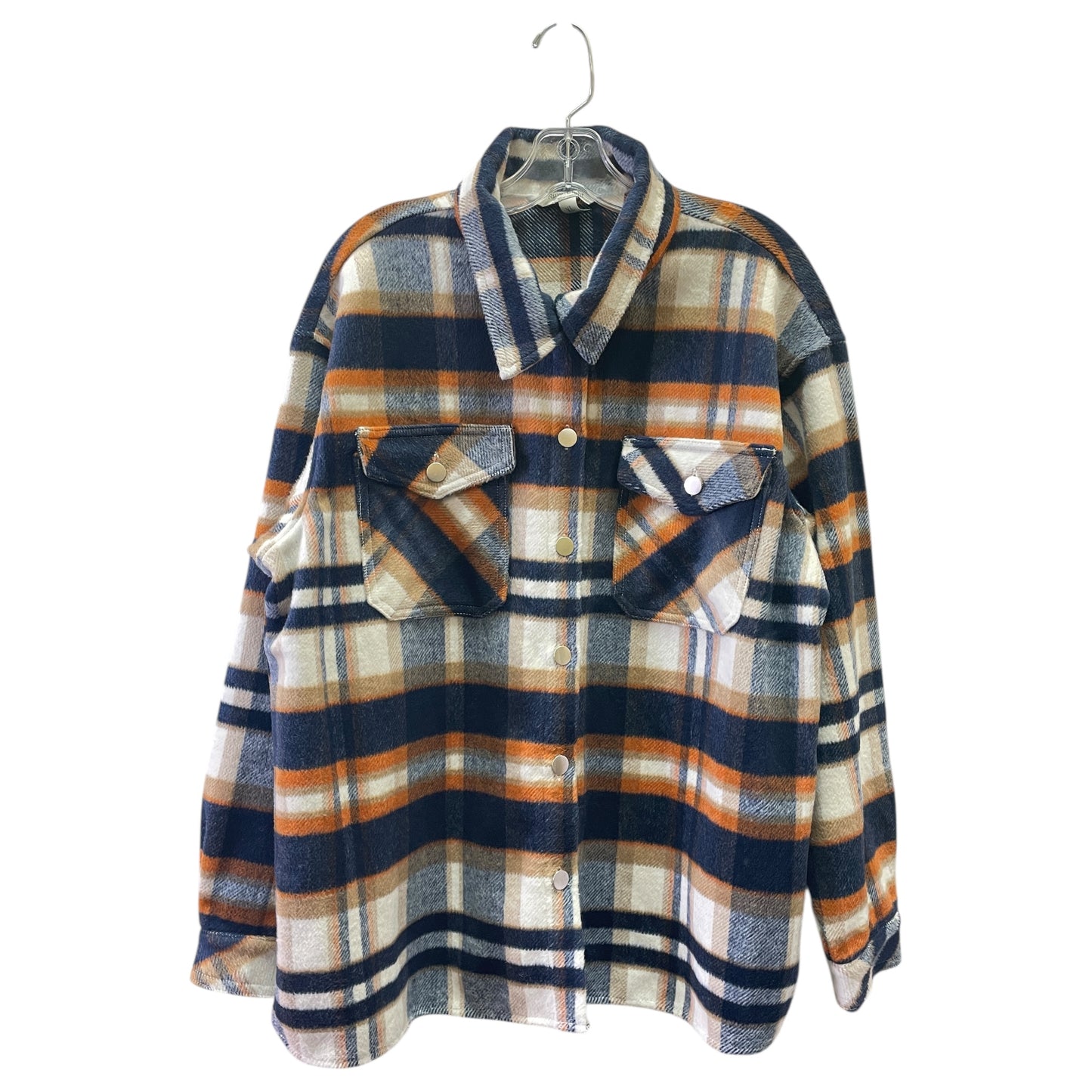 Jacket Shirt By NINE EIGHT In Plaid Pattern, Size:Xl