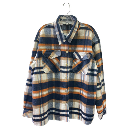 Jacket Shirt By NINE EIGHT In Plaid Pattern, Size:Xl