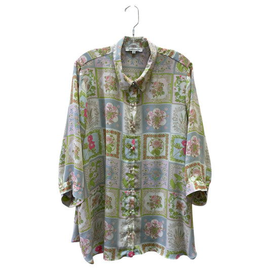 Blouse Ls By Rose And Olive In Floral Print, Size:2X