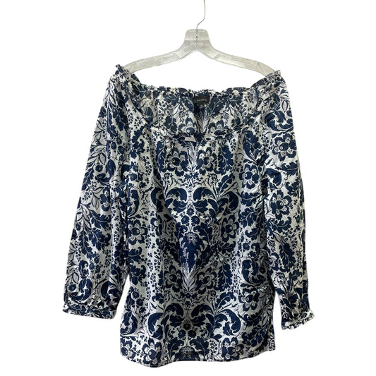 Top 3/4 Sleeve By Talbots In Blue & White, Size:Xl