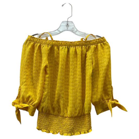 Top 3/4 Sleeve By Bcx In Yellow, Size:Xs