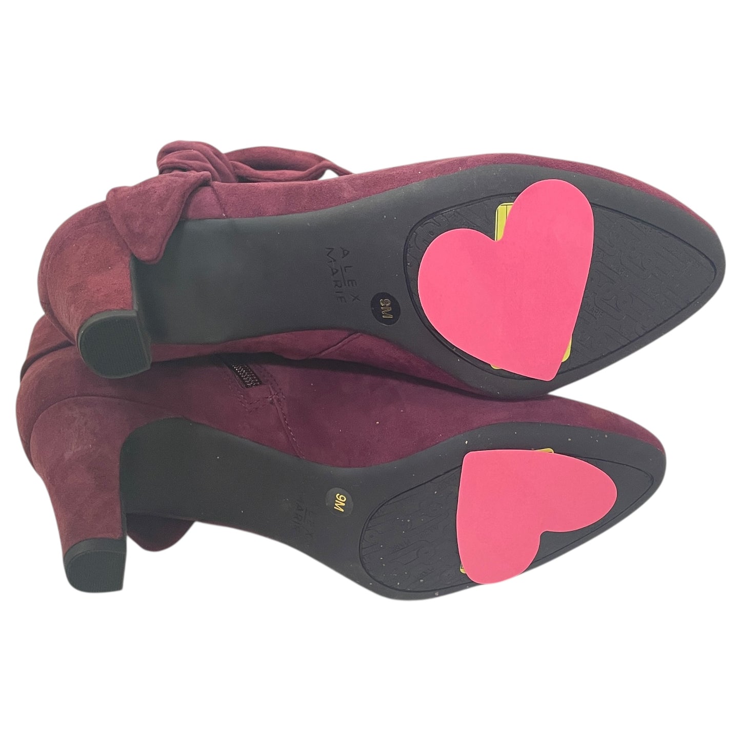 Boots Ankle Heels By Alex Marie In Maroon, Size:9
