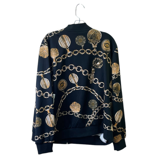Athletic Jacket By Ashley Stewart In Black & Gold, Size:3X