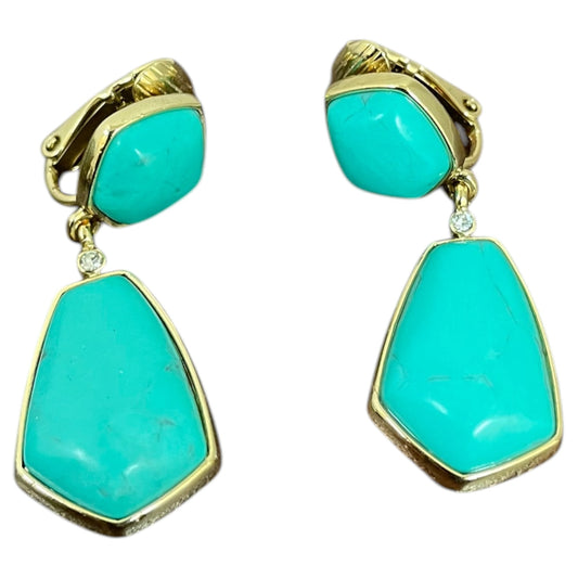 Earrings Clip By Clothes Mentor In Blue & Gold